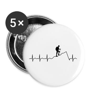 Herzschlag Hike Hiking Wandern Wanderung - Buttons klein 25 mm (5er Pack) - Weiß - Vorne