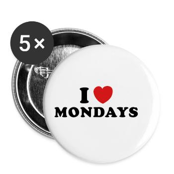 I Love Mondays - Buttons small 1''/25 mm (5-pack) - white - Front
