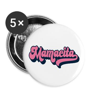 Mamacita Cadeau de fête des mères Maman espagnole Femmes - Lot de 5 petits badges (25 mm) - blanc - Devant