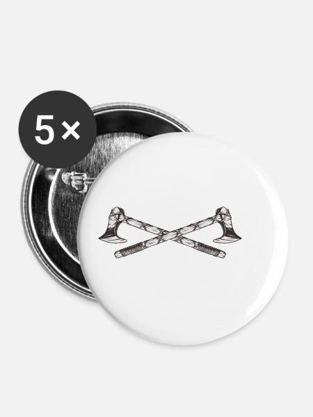 Wikinger Axt - Buttons klein 25 mm (5er Pack) - Weiß