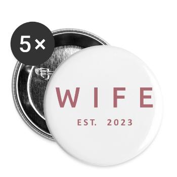 2023 Fiançailles Mariage Douche nuptiale - Lot de 5 petits badges (25 mm) - blanc - Devant