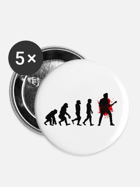 Bassgitarrist Musiker Bassist Evolution - Buttons klein 25 mm (5er Pack) - Weiß