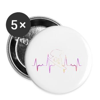 Snowboarding Hearbeat - Buttons small 1''/25 mm (5-pack) - white - Front
