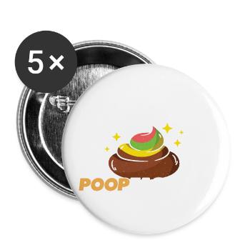 Kackhaufen-Fabrik - Poop-Factory - Buttons klein 25 mm (5er Pack) - Weiß - Vorne