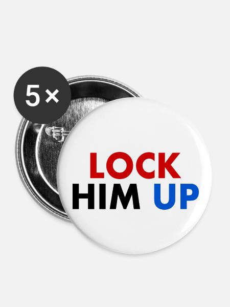 Lock him up - Buttons klein 25 mm (5er Pack) - Weiß
