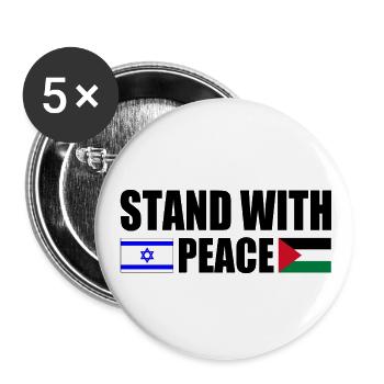 Stand with peace israel free palestine - Lot de 5 petits badges (25 mm) - blanc - Devant