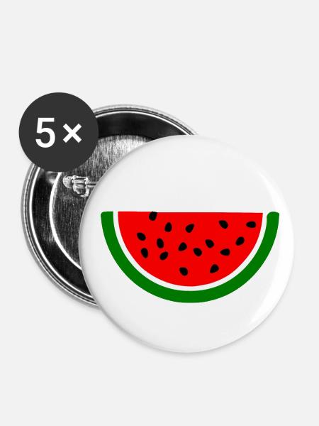 Wassermelone Melone - Buttons klein 25 mm (5er Pack) - Weiß