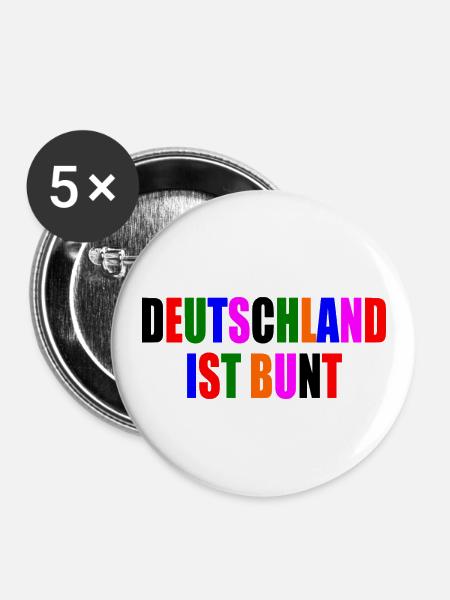 Deutschland ist bunt - Buttons klein 25 mm (5er Pack) - Weiß