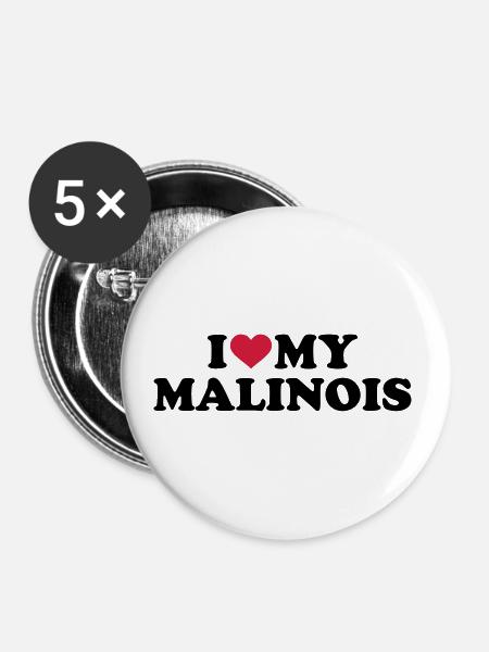 Malinois - Buttons klein 25 mm (5er Pack) - Weiß