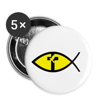 Pigeon dans la croix et dans le poisson - Lot de 5 petits badges (25 mm) - blanc - Devant