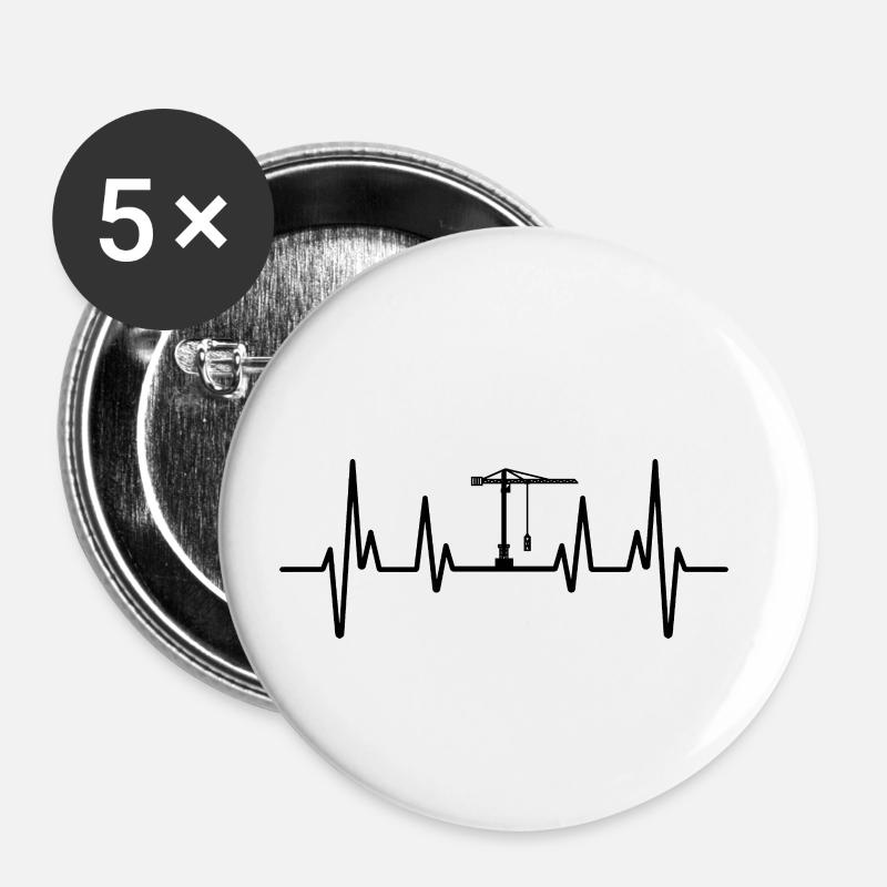 Grunécanicien, grutier, grutier, cadeau ECG - Lot de 5 petits badges (25 mm) - blanc