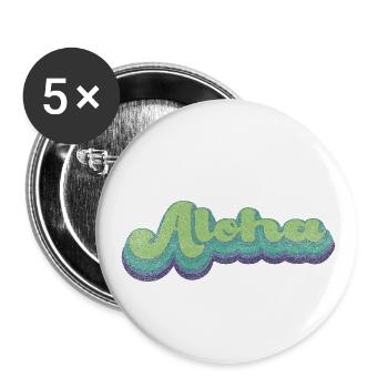Vintage retro Aloha - Lot de 5 petits badges (25 mm) - blanc - Devant