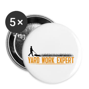 Expert en travaux de jardinage 23 - Lot de 5 petits badges (25 mm) - blanc - Devant
