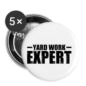 Expert en travaux de jardinage 24 - Lot de 5 petits badges (25 mm) - blanc - Devant