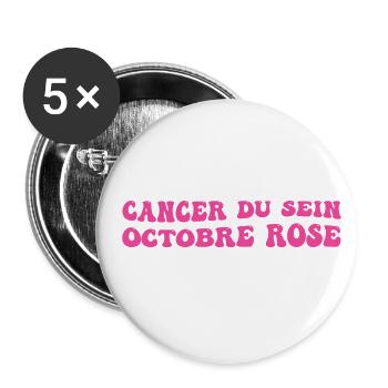Breast Cancer Pink October - Buttons small 1''/25 mm (5-pack) - white - Front