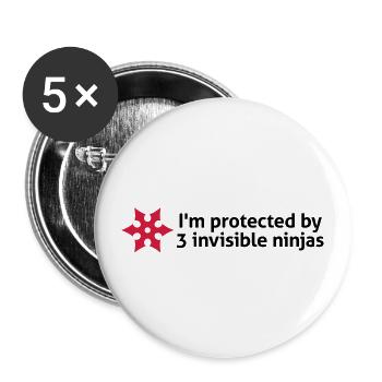 Ich werde von unsichtbaren Ninjas geschützt! - Buttons klein 25 mm (5er Pack) - Weiß - Vorne