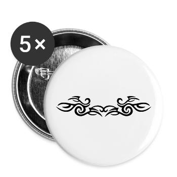 TRIBAL TATTOO ONE - Buttons klein 25 mm (5er Pack) - Weiß - Vorne