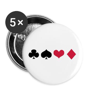 Kreuz Pik Herz Ass - Buttons klein 25 mm (5er Pack) - Weiß - Vorne