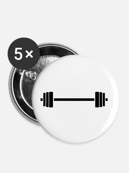 hantel - Buttons klein 25 mm (5er Pack) - Weiß