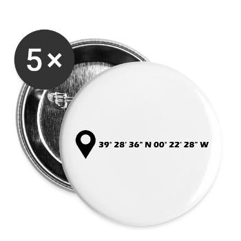Coordonnées de Valence - Lot de 5 petits badges (25 mm) - blanc - Devant