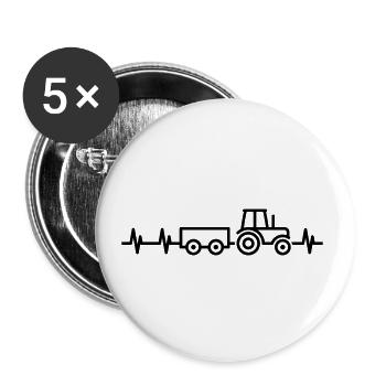 Tractor, trailer and heartbeat - Buttons small 1''/25 mm (5-pack) - white - Front