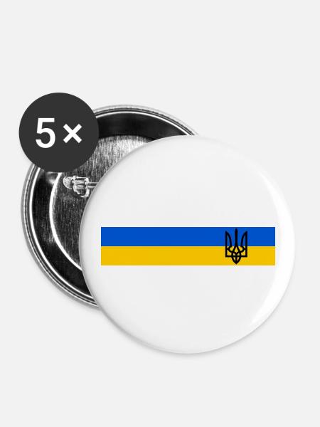 UKRAINE Sportlich - Buttons klein 25 mm (5er Pack) - Weiß