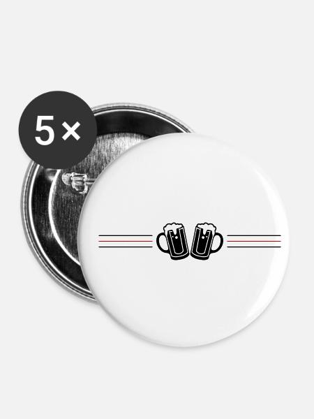 Bierglas Bierkrug Bier - Buttons klein 25 mm (5er Pack) - Weiß