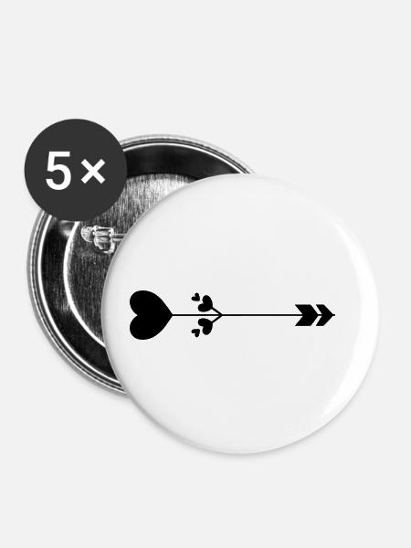Herz-Pfeil - Buttons klein 25 mm (5er Pack) - Weiß