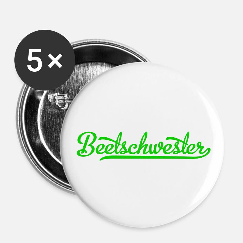 Beetschwester - Gärtnerin - Buttons klein 25 mm (5er Pack) - Weiß