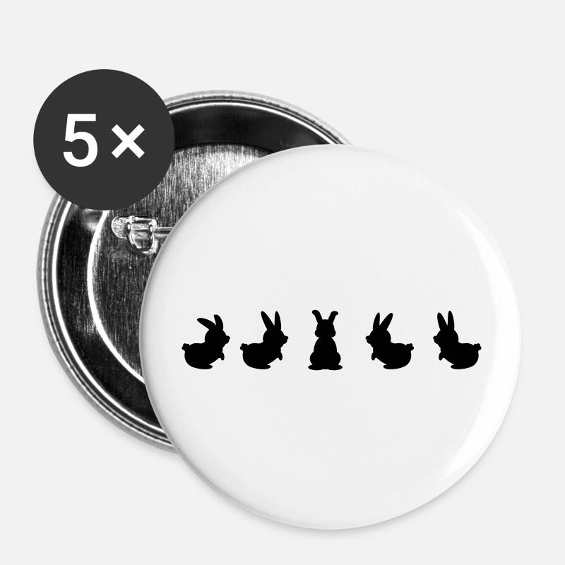 five bunnies (1c) - Lot de 5 petits badges (25 mm) - blanc