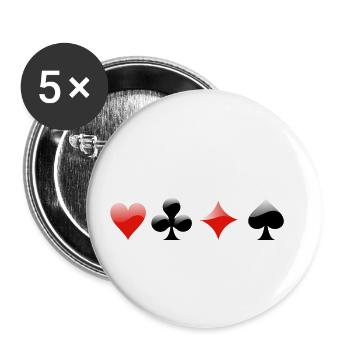 Jeu de cartes Poker Heart Spades Diamond Spades - Lot de 5 petits badges (25 mm) - blanc - Devant