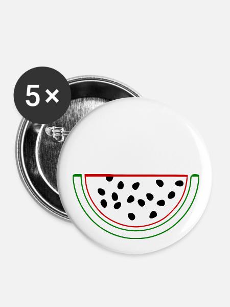 Wassermelone Melone - Buttons klein 25 mm (5er Pack) - Weiß