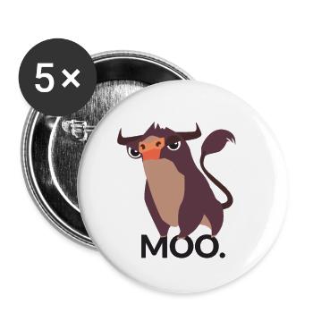 Moo Bull - Buttons small 1''/25 mm (5-pack) - white - Front
