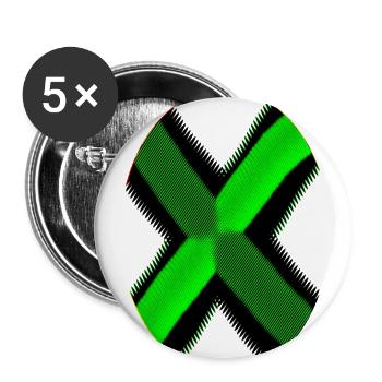 Neon Schwarz X - Buttons klein 25 mm (5er Pack) - Weiß - Vorne