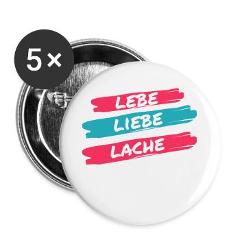 lebe liebe lache - Buttons klein 25 mm (5er Pack) - Weiß - Vorne