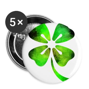 Kleeblatt Aquarell St. Patricks Day - Buttons klein 25 mm (5er Pack) - Weiß - Vorne
