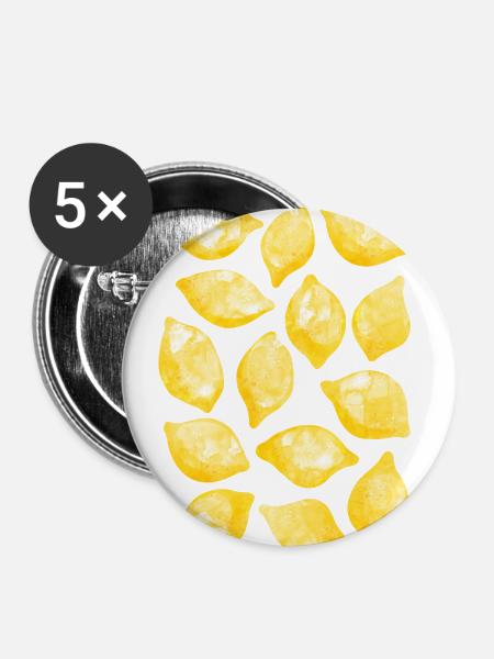 Zitronen-Aquarell - Buttons klein 25 mm (5er Pack) - Weiß