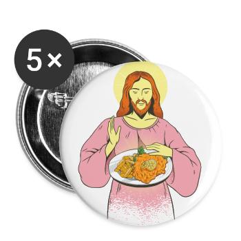 Schnitzel Erlöser - Buttons klein 25 mm (5er Pack) - Weiß - Vorne