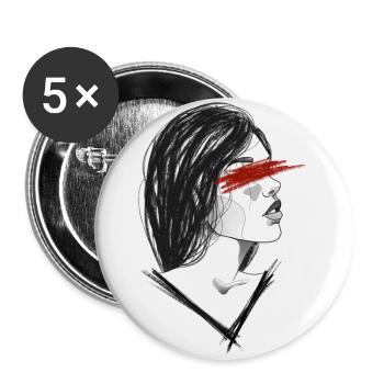 Woman Face Design sketch - Buttons small 1''/25 mm (5-pack) - white - Front