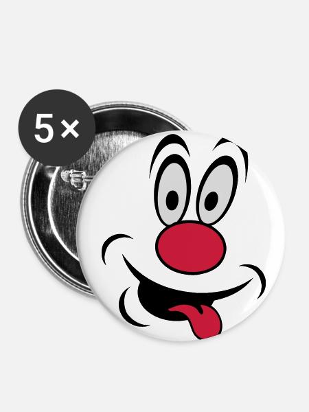 clown - Buttons klein 25 mm (5er Pack) - Weiß