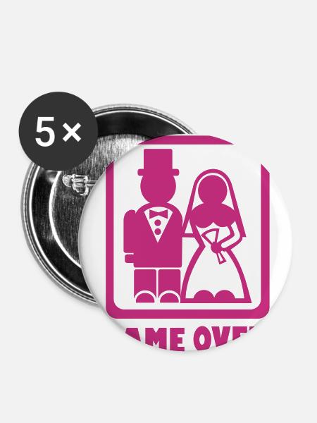 Game over - Buttons klein 25 mm (5er Pack) - Weiß