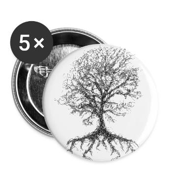 Arbre Gribouillage - Lot de 5 petits badges (25 mm) - blanc - Devant