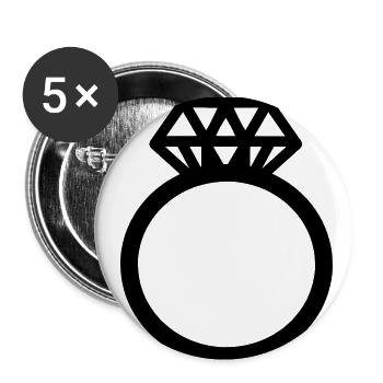 bague de fiançailles bague en diamant motif anneau de mariage Clipart - Lot de 5 petits badges (25 mm) - blanc - Devant