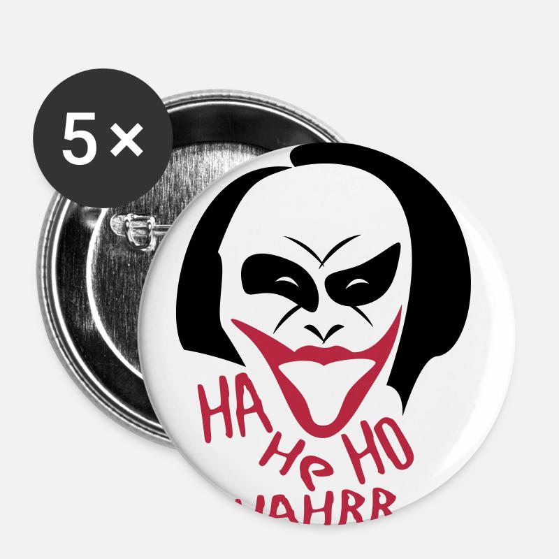 Joker - Lache - Buttons klein 25 mm (5er Pack) - Weiß