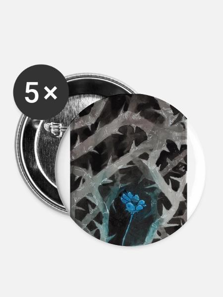 Kostbares Blau - Buttons klein 25 mm (5er Pack) - Weiß
