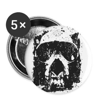 crâne - Lot de 5 petits badges (25 mm) - blanc - Devant