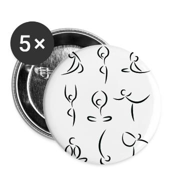 Position Yoga - Lot de 5 petits badges (25 mm) - blanc - Devant