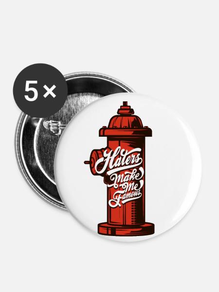 HATERS - Buttons klein 25 mm (5er Pack) - Weiß