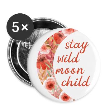 Restez sauvage Moon Child - Lot de 5 petits badges (25 mm) - blanc - Devant