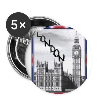London Big Ben Union Jack - Buttons small 1''/25 mm (5-pack) - white - Front